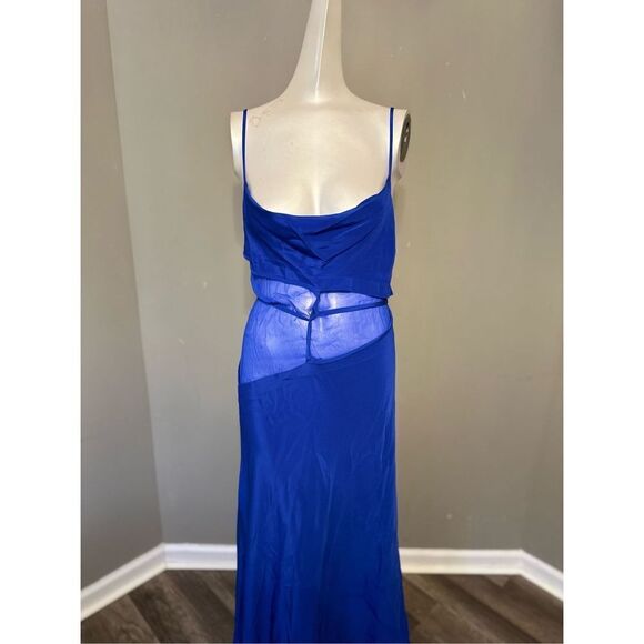 NWT CHRISTOPHER ESBER Mesh Panel Silk Maxi Dress - Picture 6 of 11